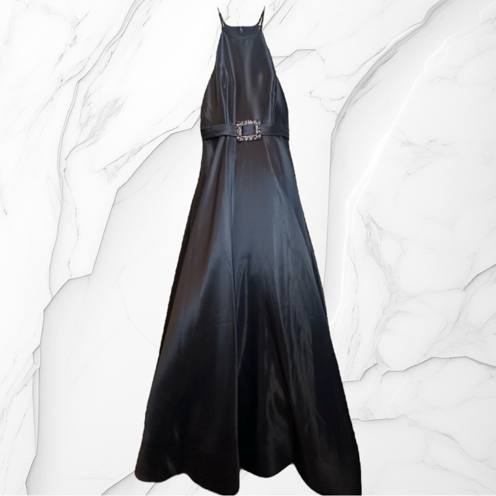 NWT Sherri Hill Style 53659 Long High Neck Racerback Gown | Navy | Size 12